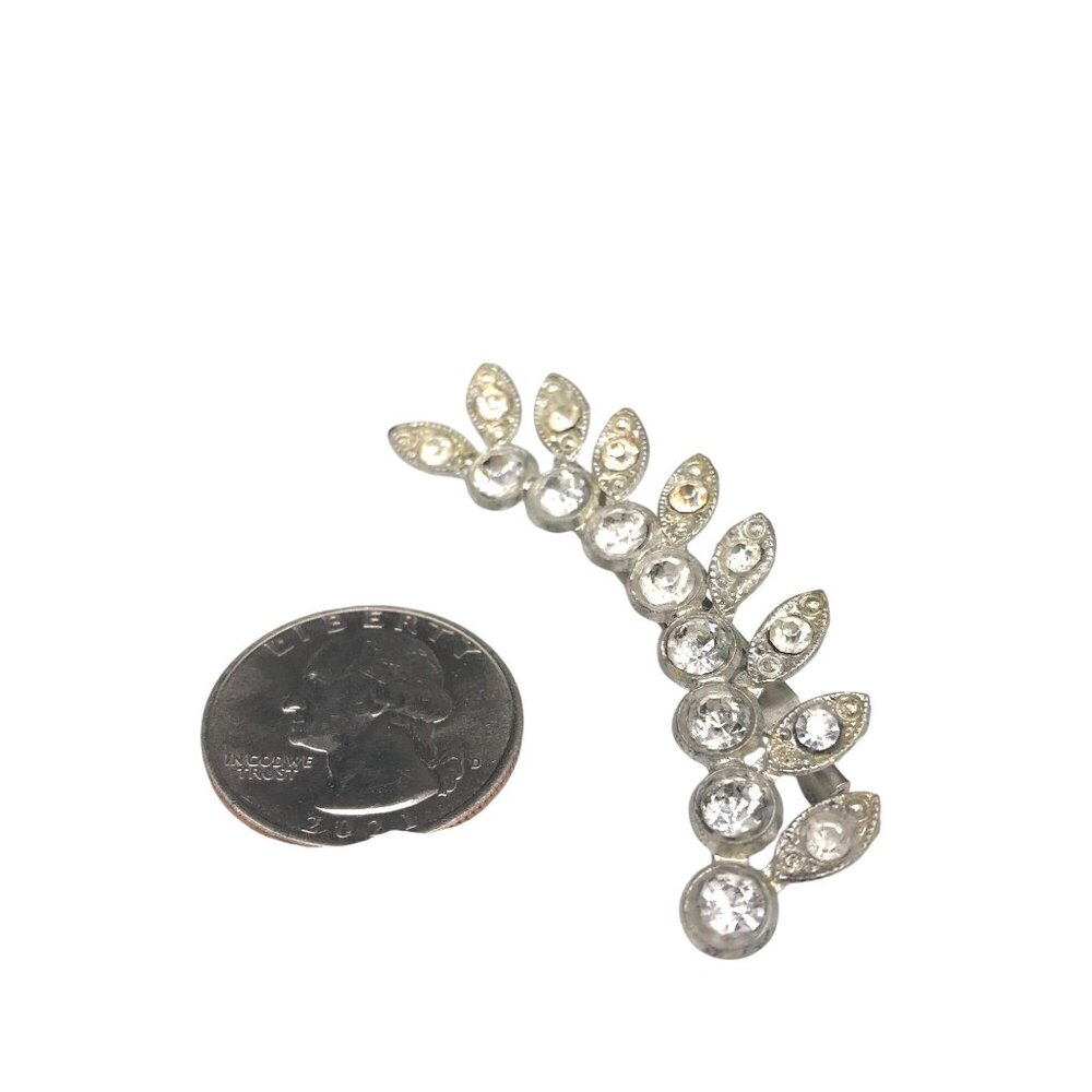 Graceful and Elegant Art Nouveau Brooch, Clear Pave Rhinestones, Pot Metal - Picture 4 of 7